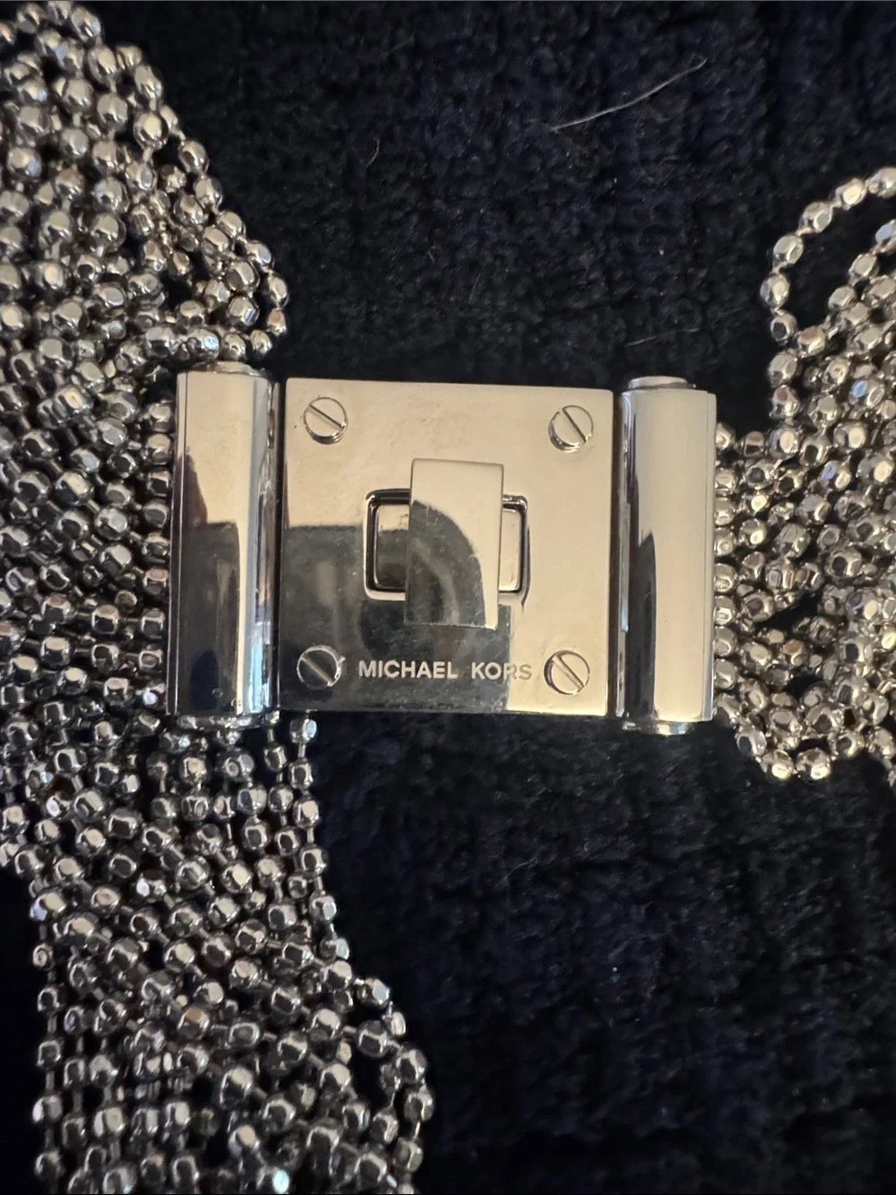 Michael Kors Multi-Strand Silver Beaded Necklace